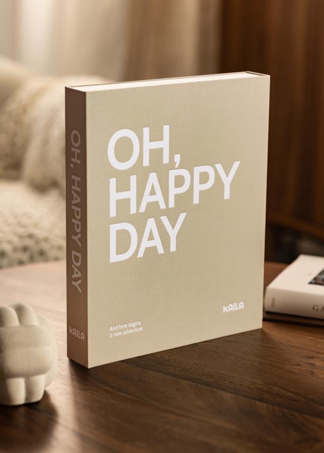KAILA OH HAPPY DAY Grey - Coffee Table Photo Album (60 Zwarte zijden)