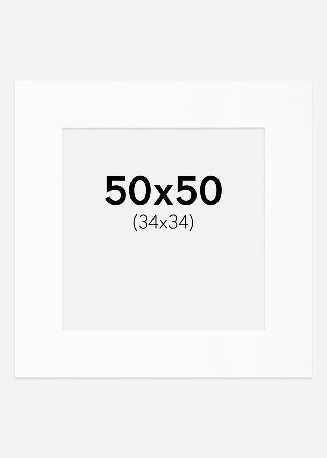 Passe-partout Wit Standaard (Witte kern) 50x50 cm (34x34)