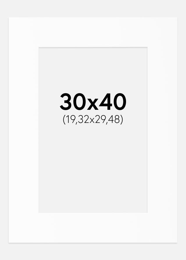 Passe-partout Wit Standaard (Witte kern) 30x40 cm (19,32x29,48)