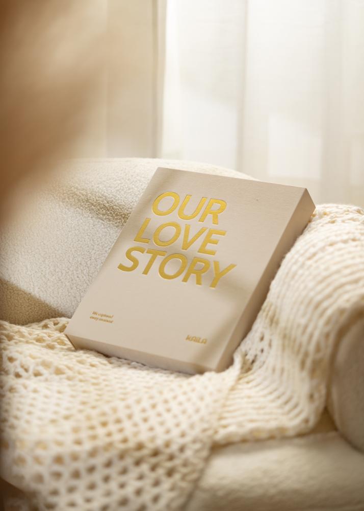 KAILA OUR LOVE STORY Creme - Coffee Table Photo Album (60 Zwarte zijden)