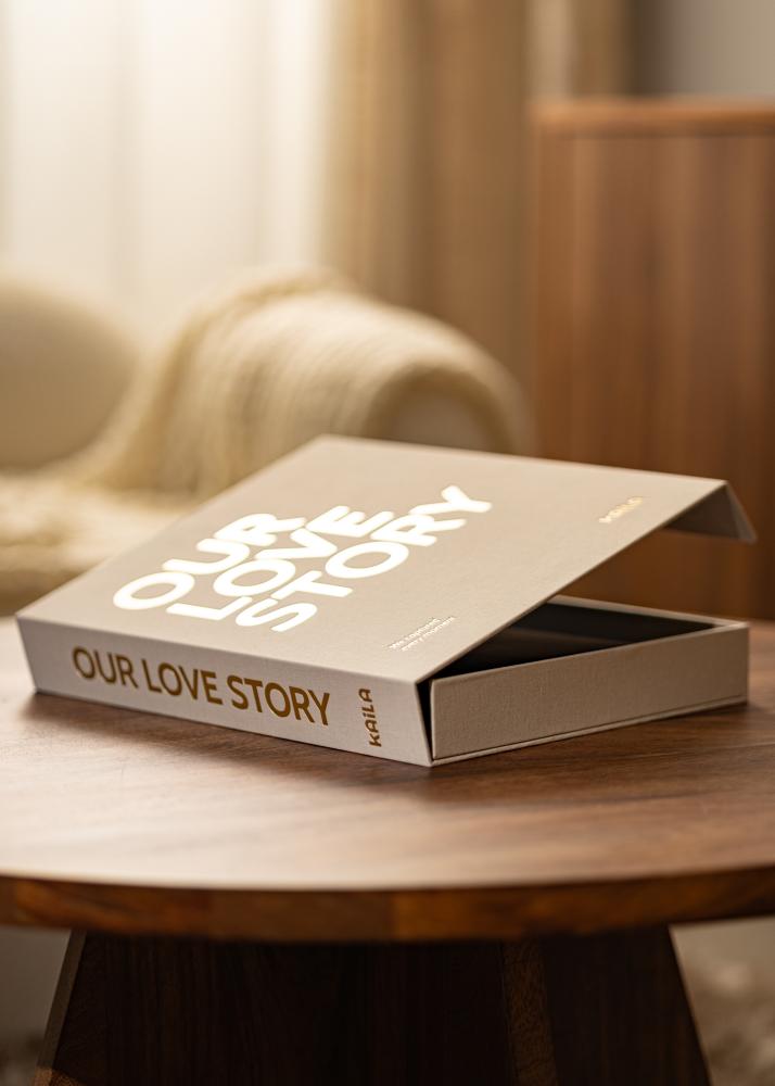 KAILA OUR LOVE STORY Creme - Coffee Table Photo Album (60 Zwarte zijden)