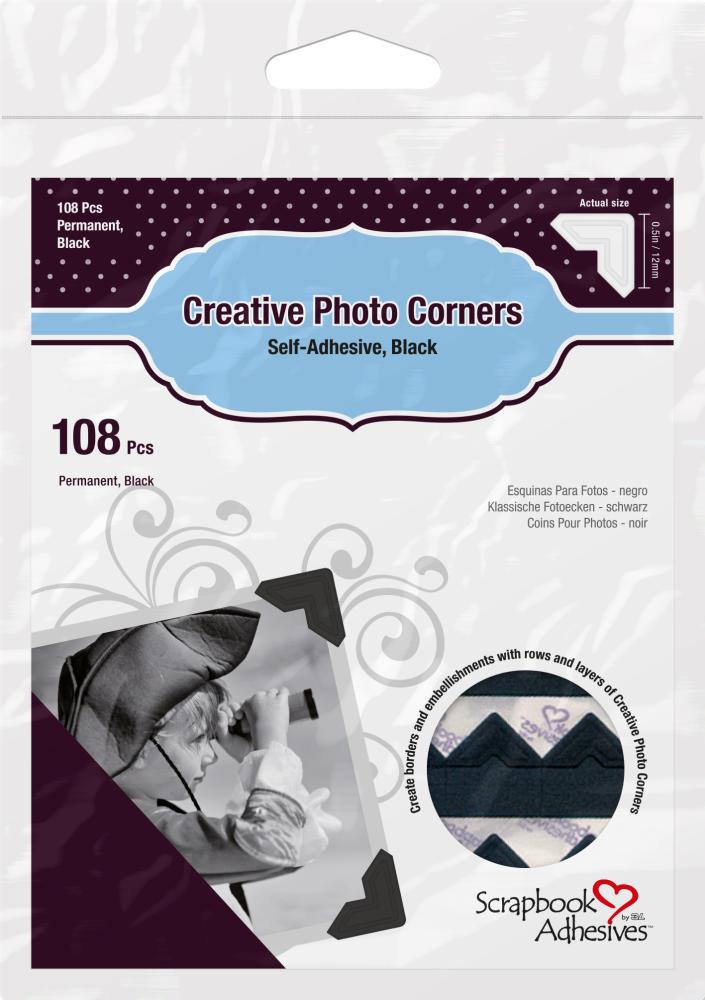 3L Creative Photo Corners Zwart - 108 st