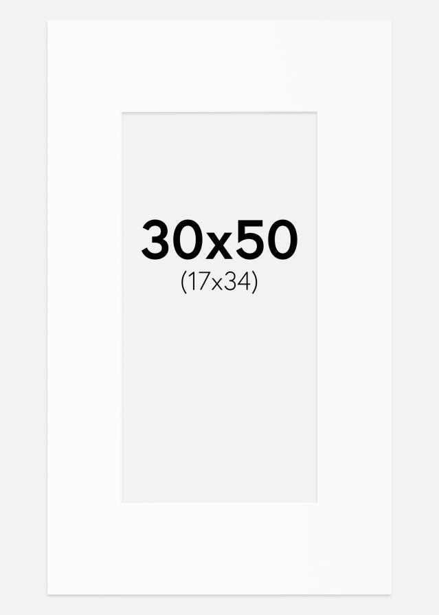 Passe-partout Wit Standaard (Witte kern) 30x50 cm (17x34)