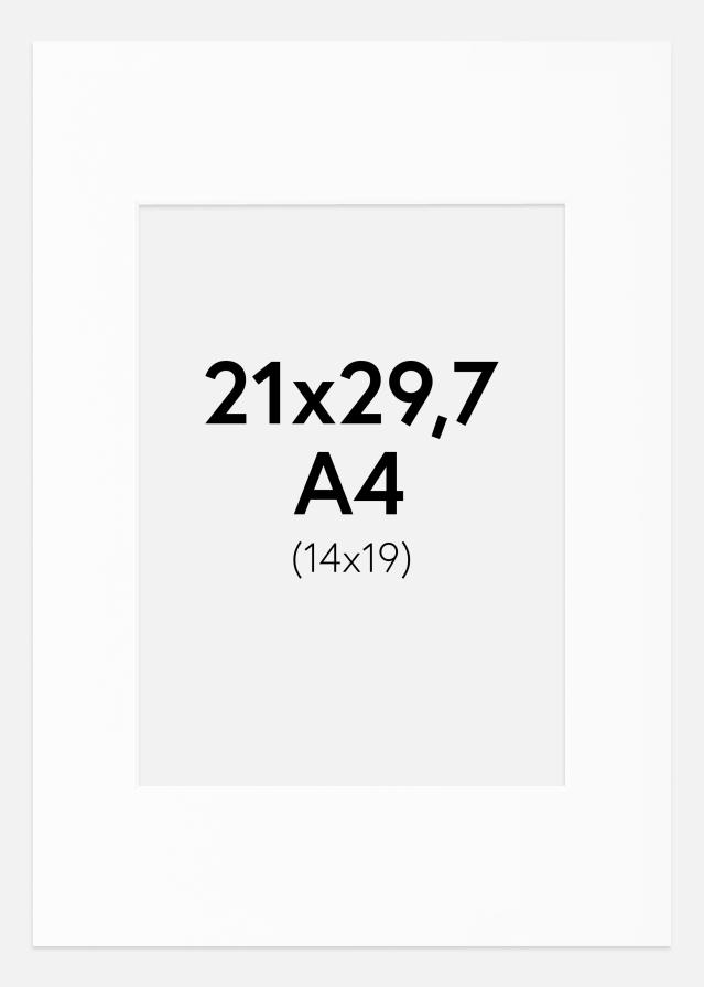 Passe-partout Wit Standaard (Witte kern) A4 21x29,7 cm (14x19)