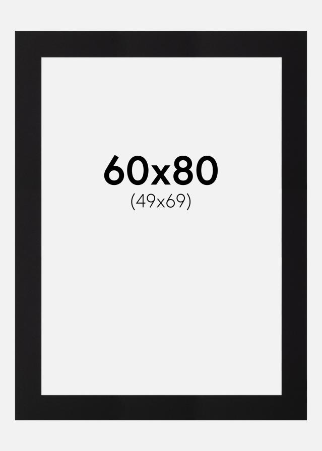 Passe-partout Zwart Standaard (Witte kern) 60x80 cm (49x69)