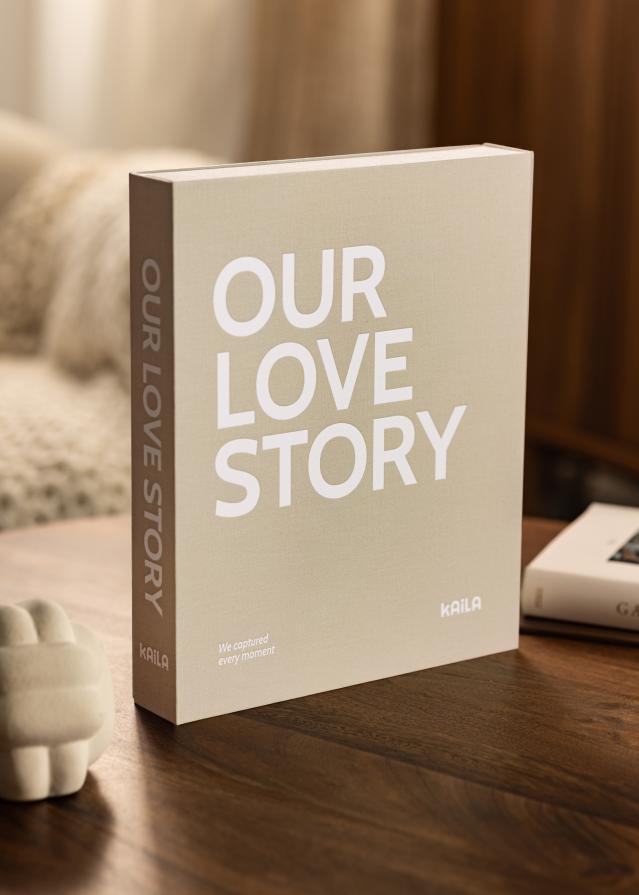 KAILA OUR LOVE STORY Grey - Coffee Table Photo Album (60 Zwarte zijden)