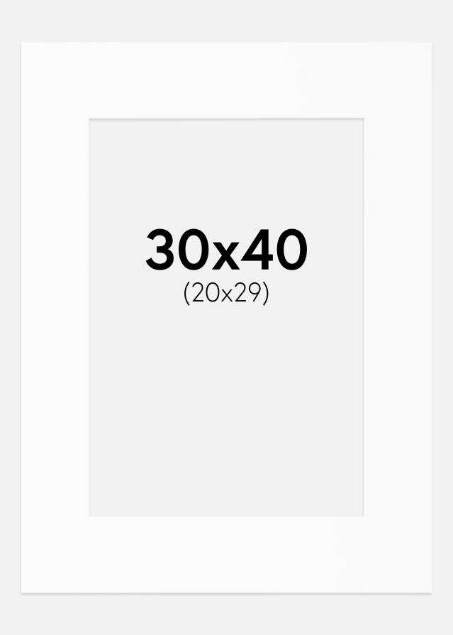 Passe-partout Wit Standaard (Witte kern) 30x40 cm (20x29)