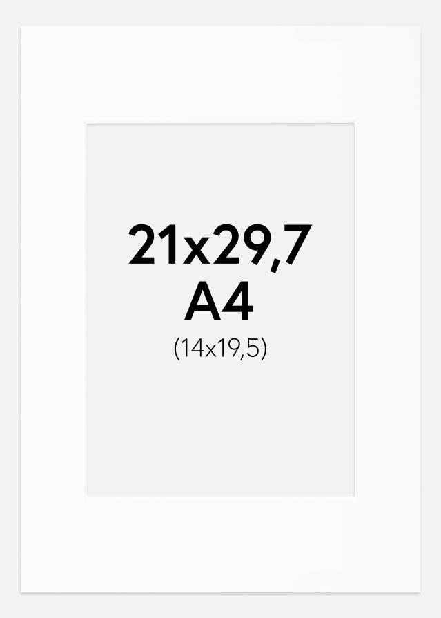 Passe-partout Wit Standaard (Witte kern) A4 21x29,7 cm (14x19,5)