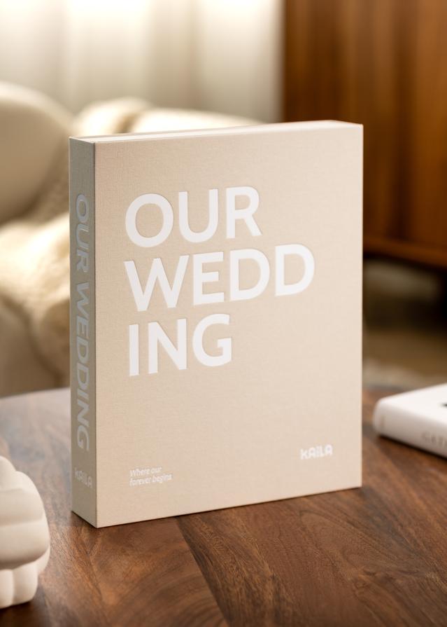 KAILA OUR WEDDING Creme - Coffee Table Photo Album (60 Zwarte zijden)