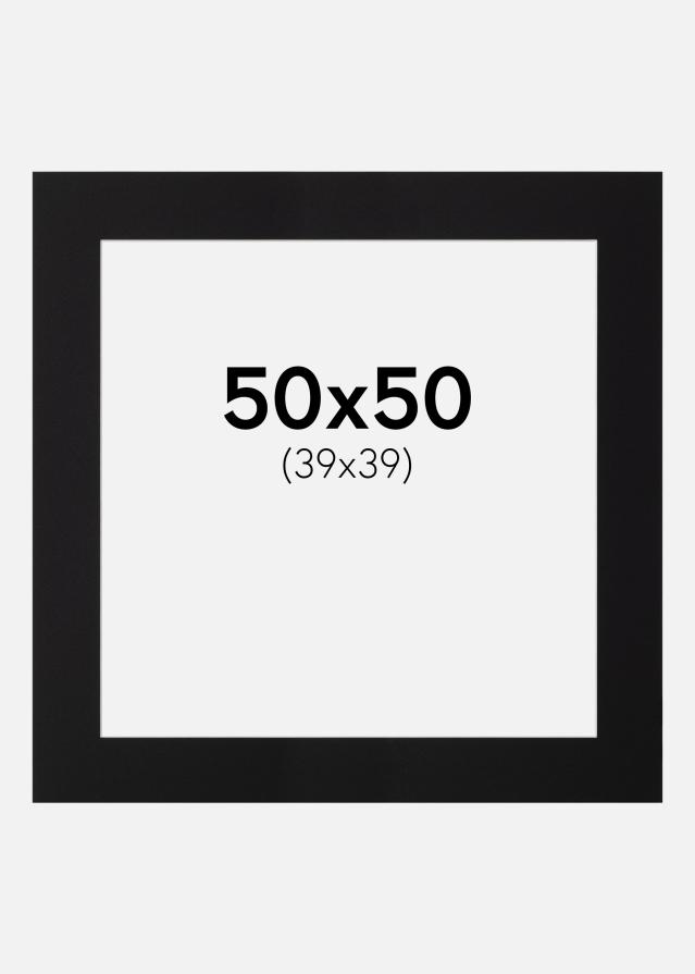 Passe-partout Zwart Standaard (Witte kern) 50x50 cm (39x39)