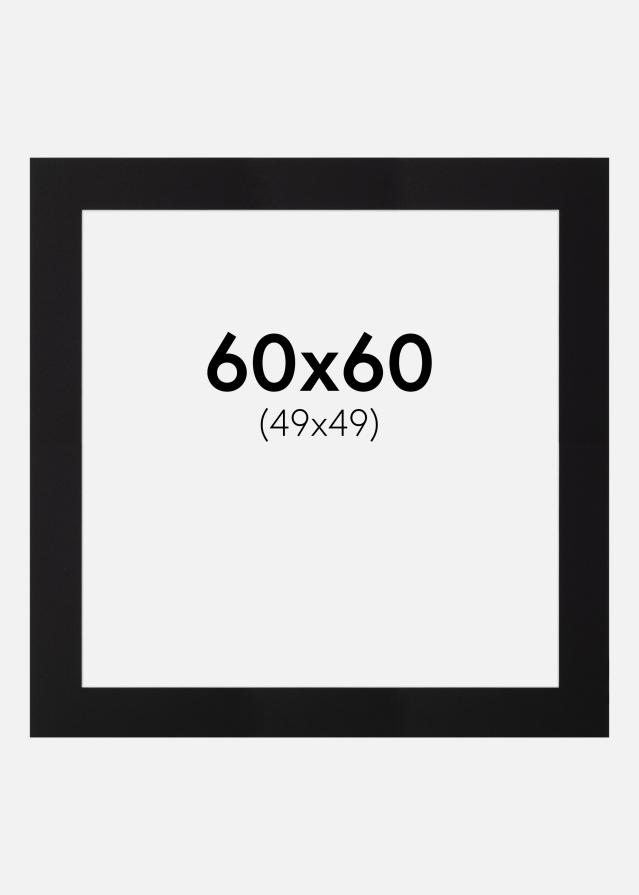 Passe-partout Zwart Standaard (Witte kern) 60x60 cm (49x49)