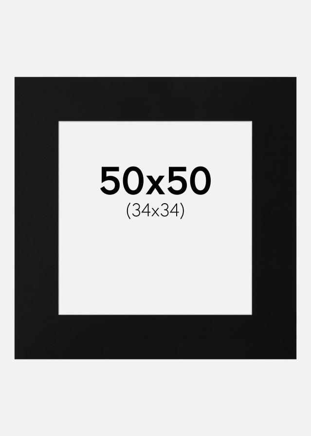 Passe-partout Zwart Standaard (Witte Kern) 50x50 cm (34x34)
