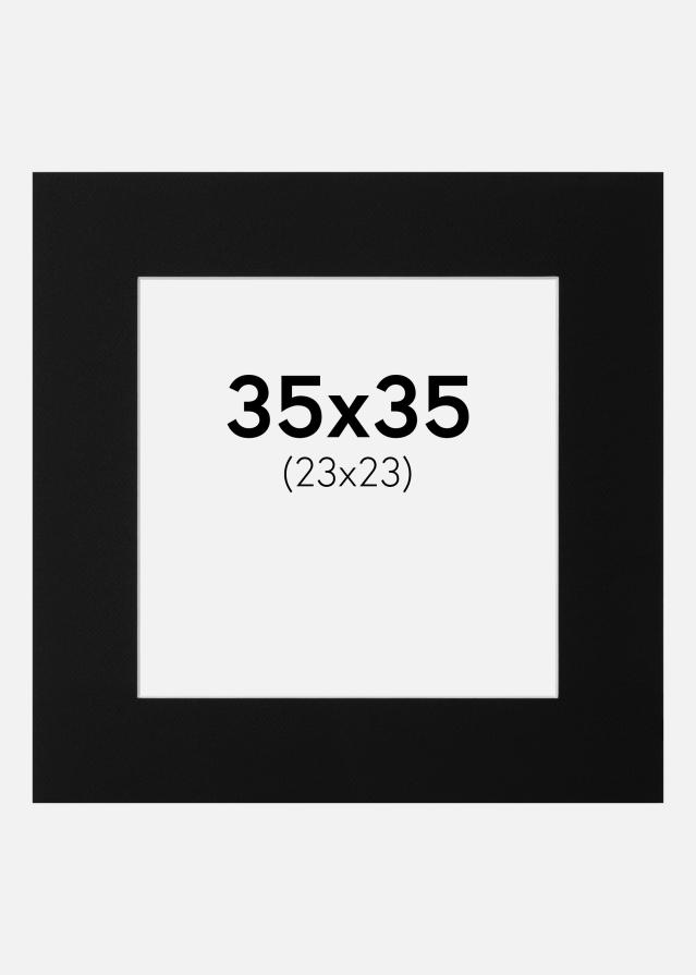 Passe-partout Zwart Standaard (Witte Kern) 35x35 cm (23x23)