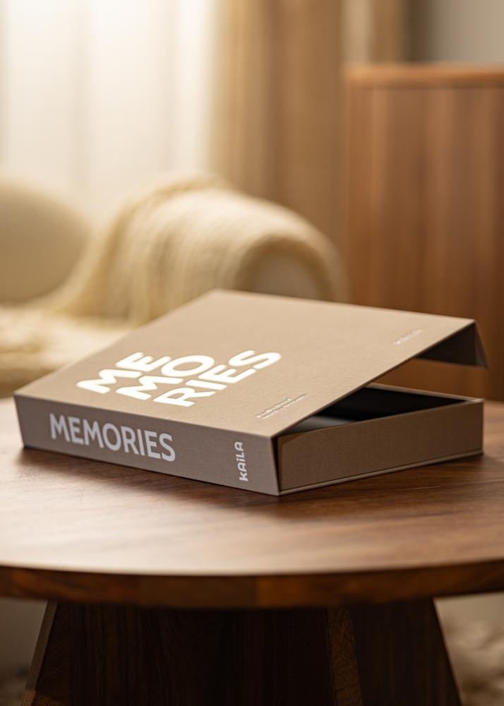 KAILA MEMORIES Grey/White - Coffee Table Photo Album (60 Zwarte zijden)