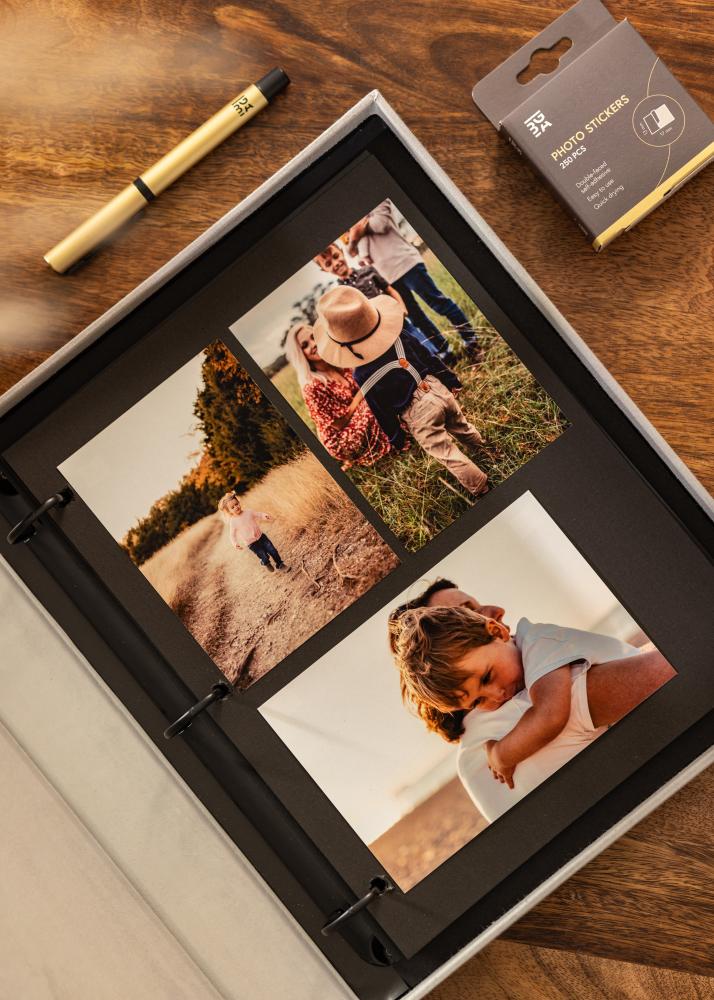 KAILA OH HAPPY DAY Grey - Coffee Table Photo Album (60 Zwarte zijden)