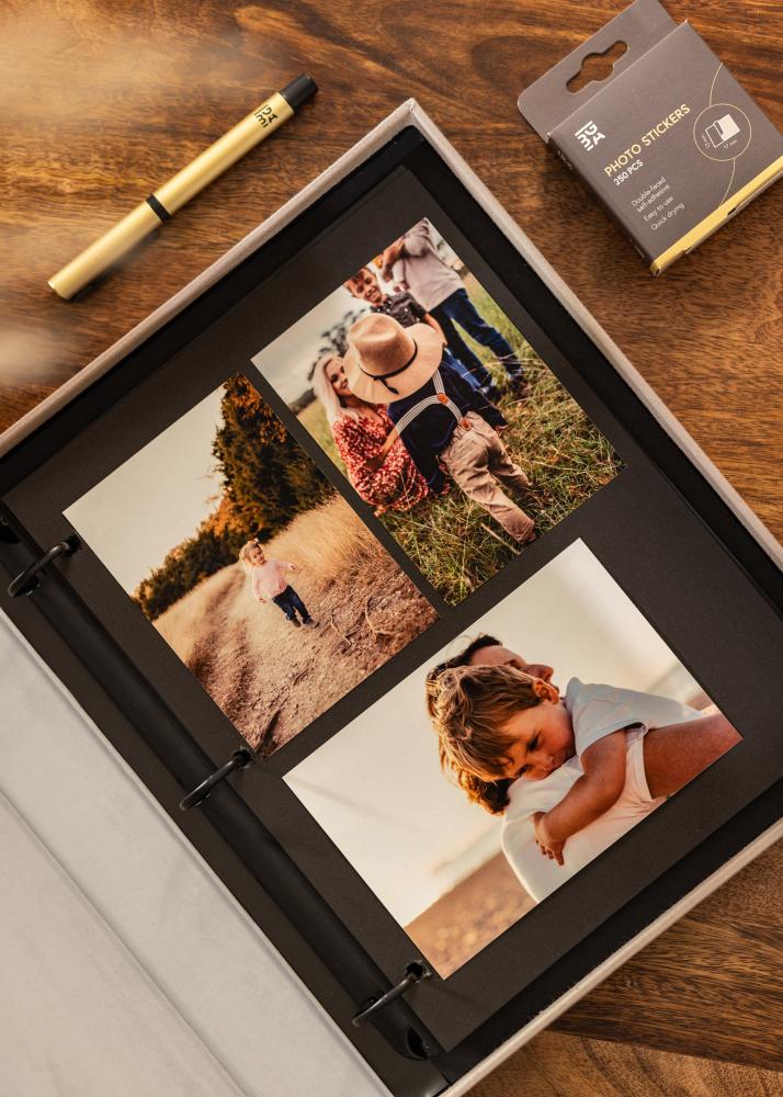 KAILA MEMORIES Grey/White - Coffee Table Photo Album (60 Zwarte zijden)